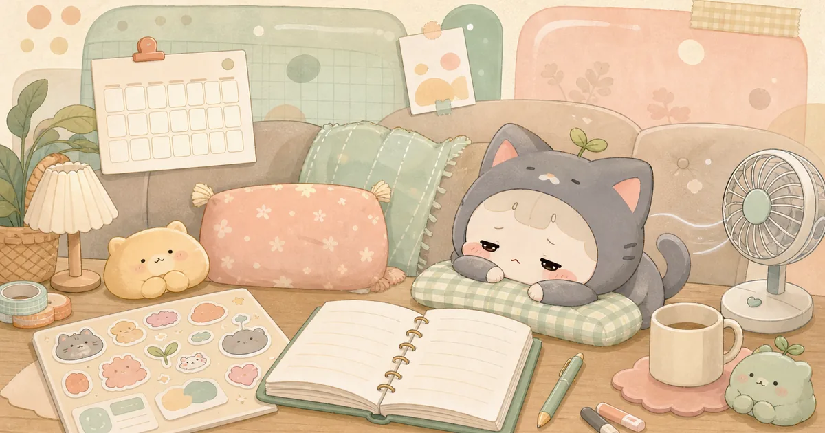 Thumbnail blog menulis diary saat tidak mood bergaya curation banner Mongle Haru