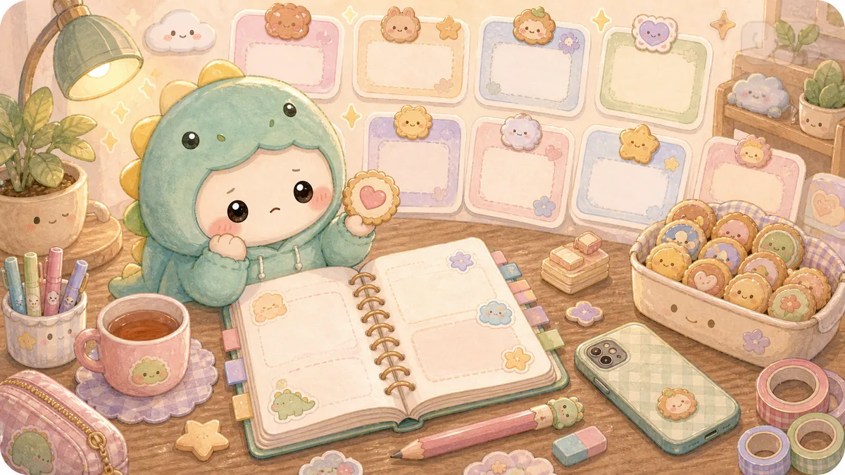 Ilustrasi prompt cookie saat bingung menulis bergaya curation banner Mongle Haru