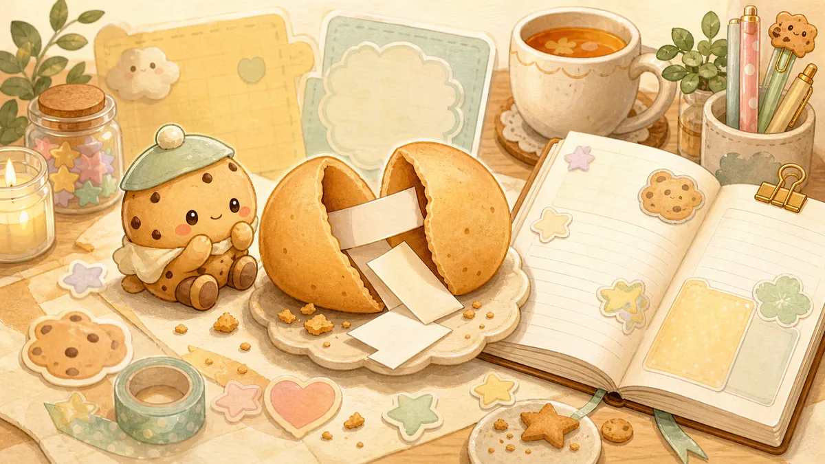 Ilustrasi prompt cookie untuk catatan harian dengan suasana diary Mongle Haru