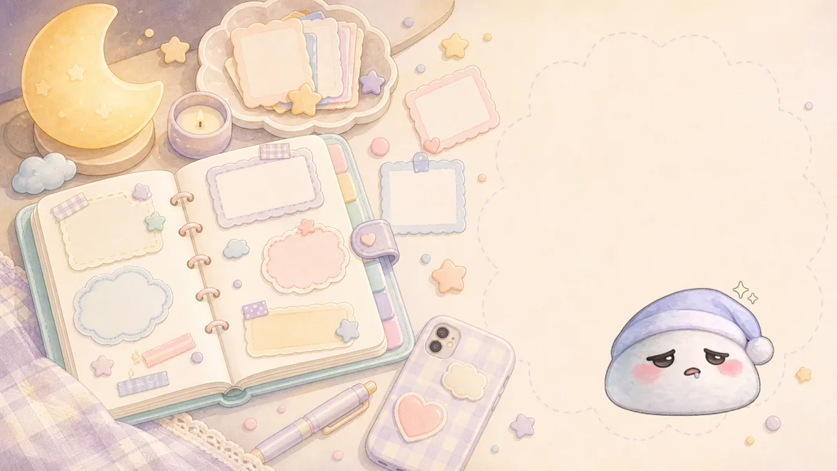 Prompt Diary Sebelum Tidur dengan catatan kecil di Mongle Haru