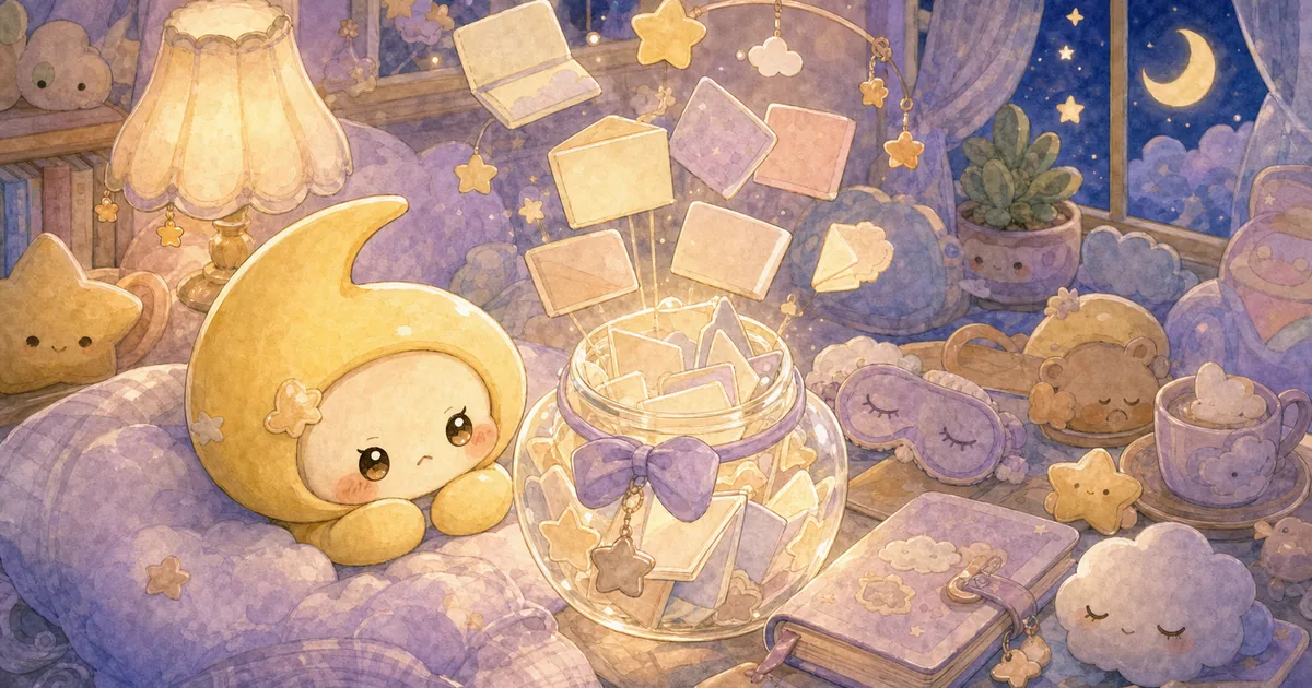 Thumbnail blog prompt diary sebelum tidur bergaya curation banner Mongle Haru