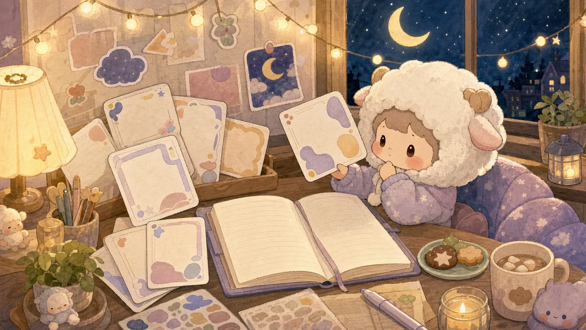 Ilustrasi prompt diary untuk malam minggu dengan suasana diary Mongle Haru