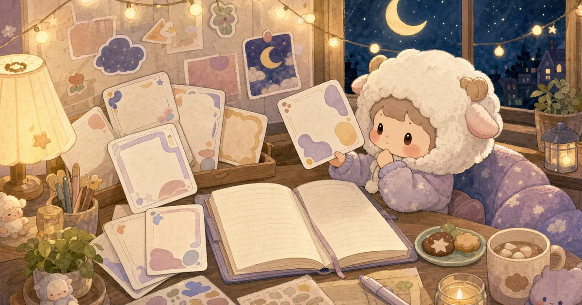 Thumbnail blog prompt diary untuk malam minggu bergaya curation banner Mongle Haru