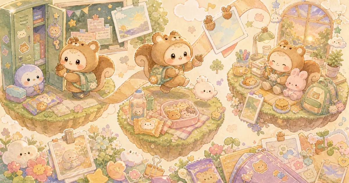 Thumbnail blog timeline diary untuk pelajar bergaya curation banner Mongle Haru