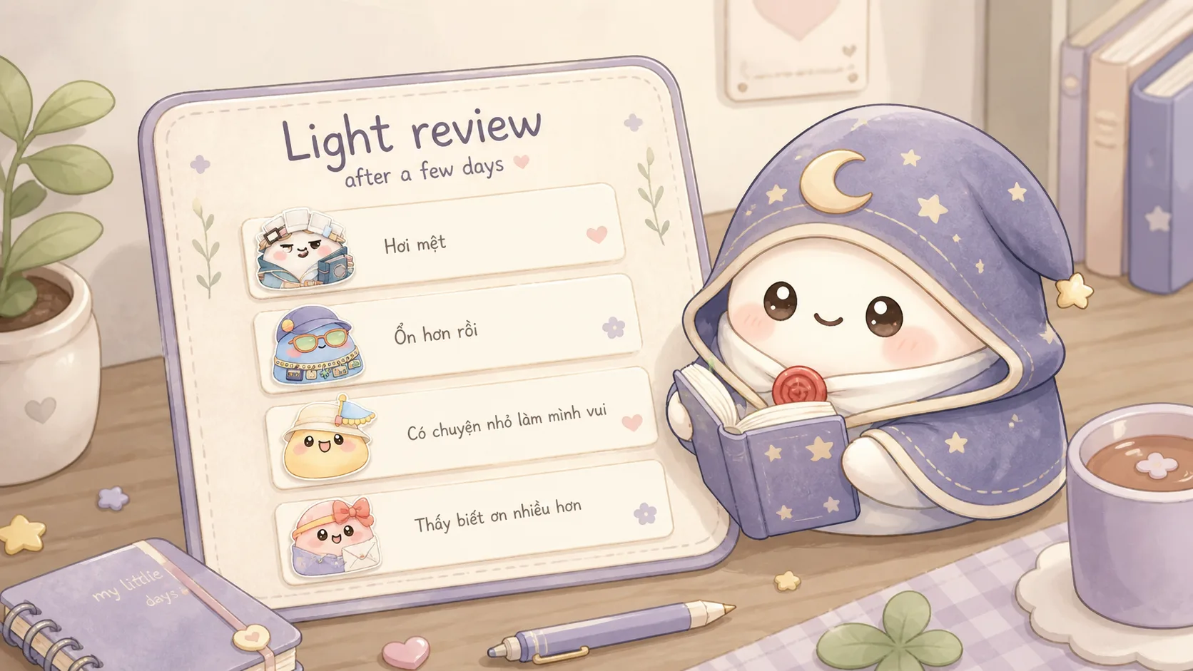 Xem lại mood và ghi chú ngắn phía sau các khoảnh khắc đã lưu