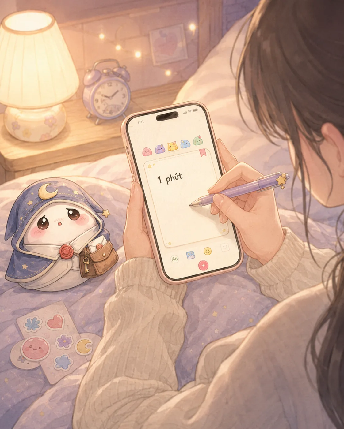 Gen Z viết nhật ký ngắn trên điện thoại vào buổi tối
