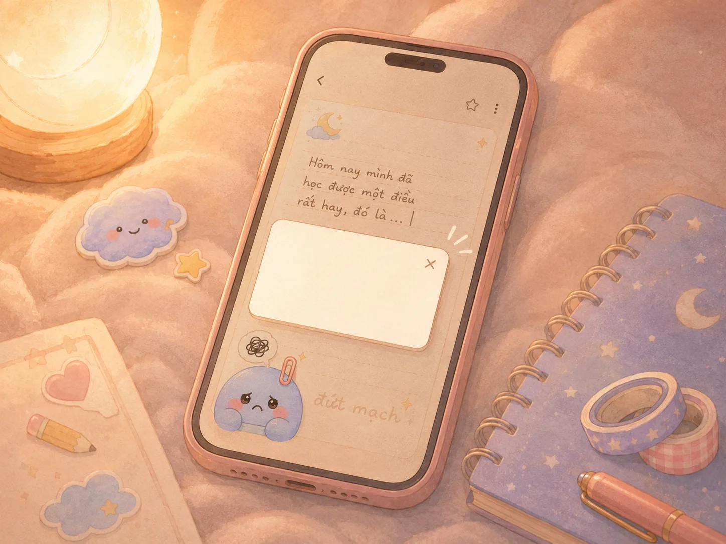 Popup chen ngang làm đứt mạch viết nhật ký