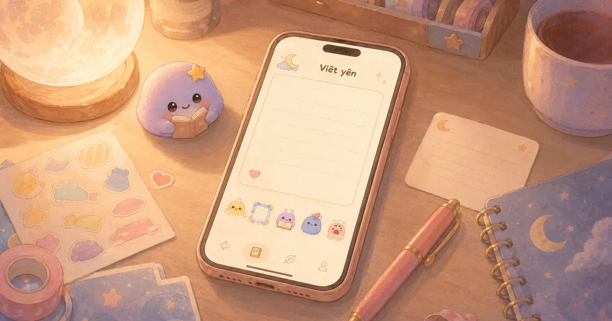 App ghi nhật ký cute không bị quảng cáo chen ngang khi viết