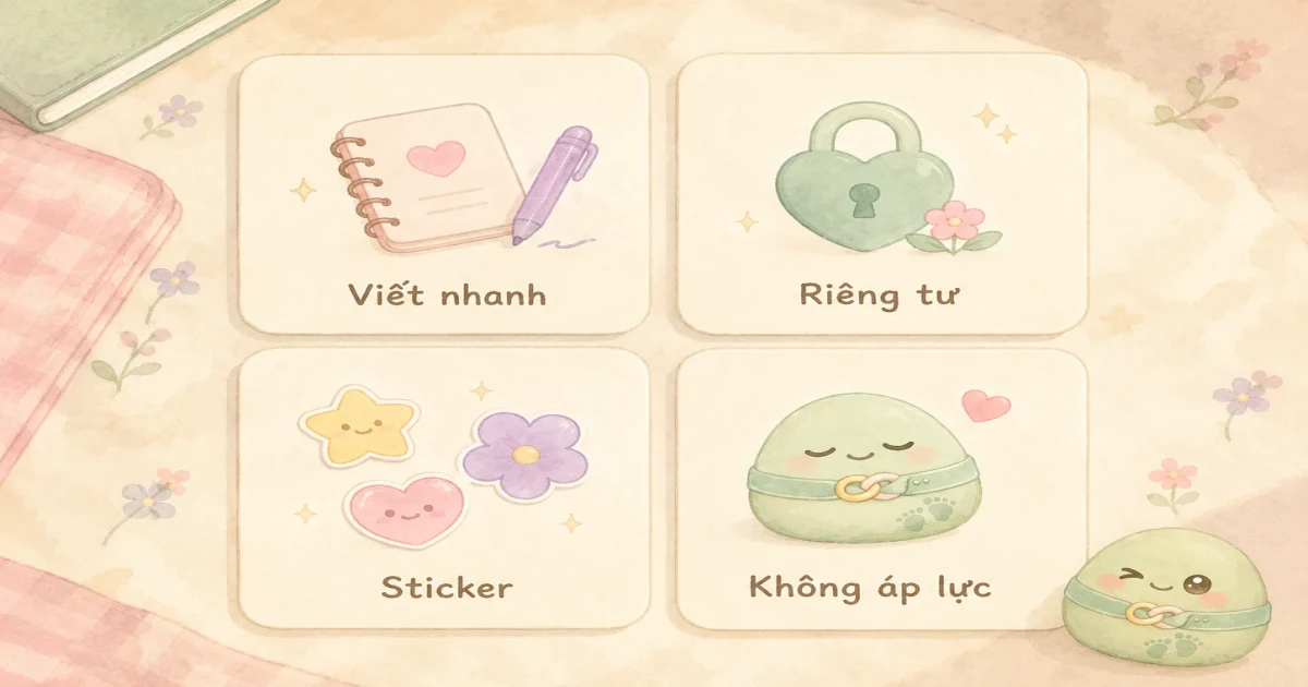 App nhật ký cho người mới bắt đầu với lựa chọn viết nhẹ