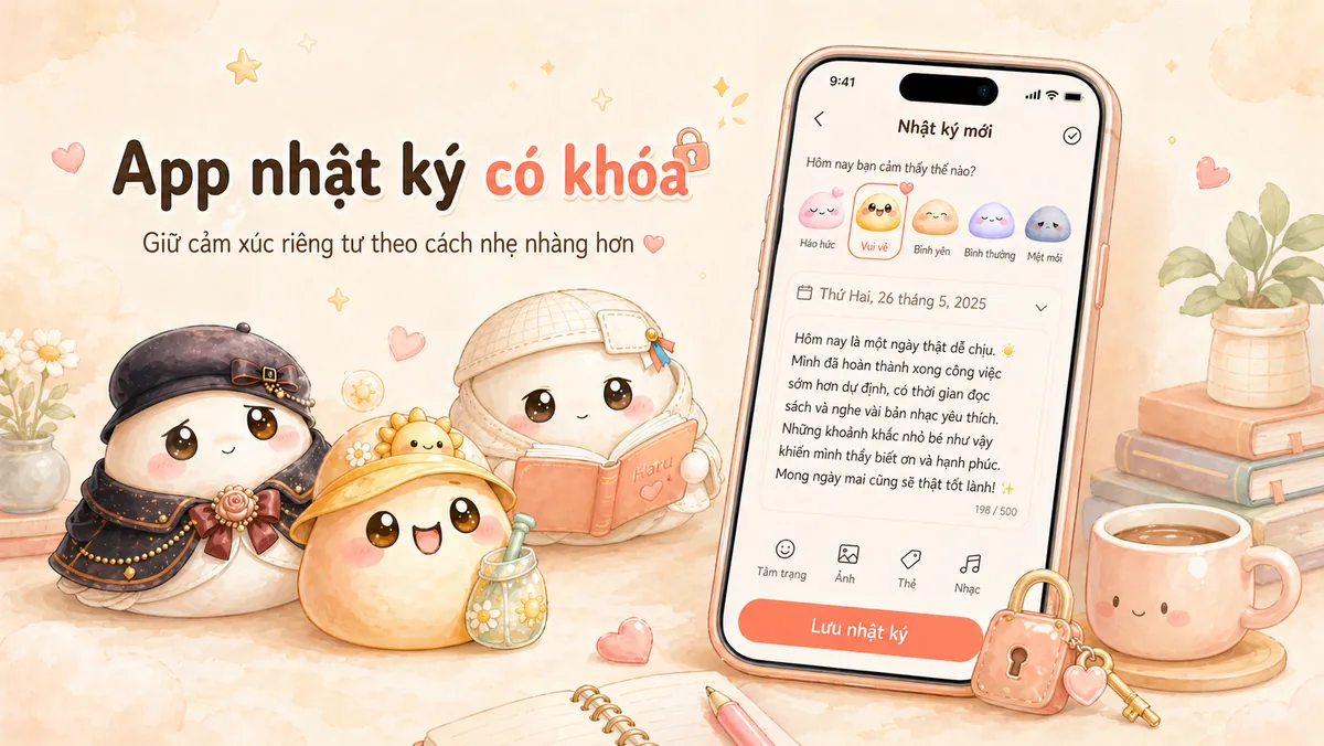 Mongle Haru là app nhật ký có khóa cute với sticker cảm xúc và không gian viết riêng tư