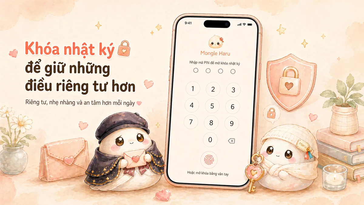 Kiểm tra khóa và riêng tư trước khi viết nhật ký trên app miễn phí