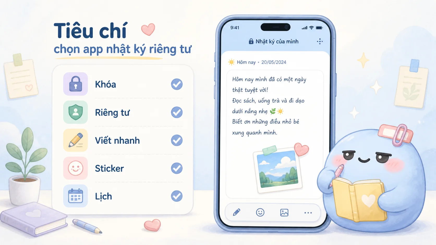 Checklist kiểm tra lớp riêng tư khi viết nhật ký