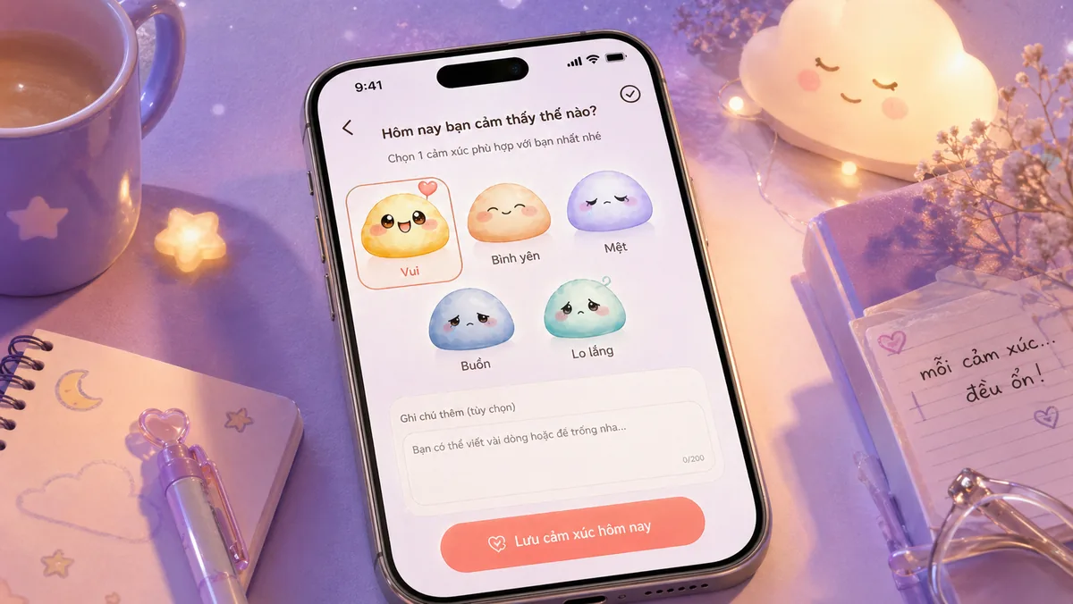 Chọn sticker để theo dõi tâm trạng trong Mongle Haru