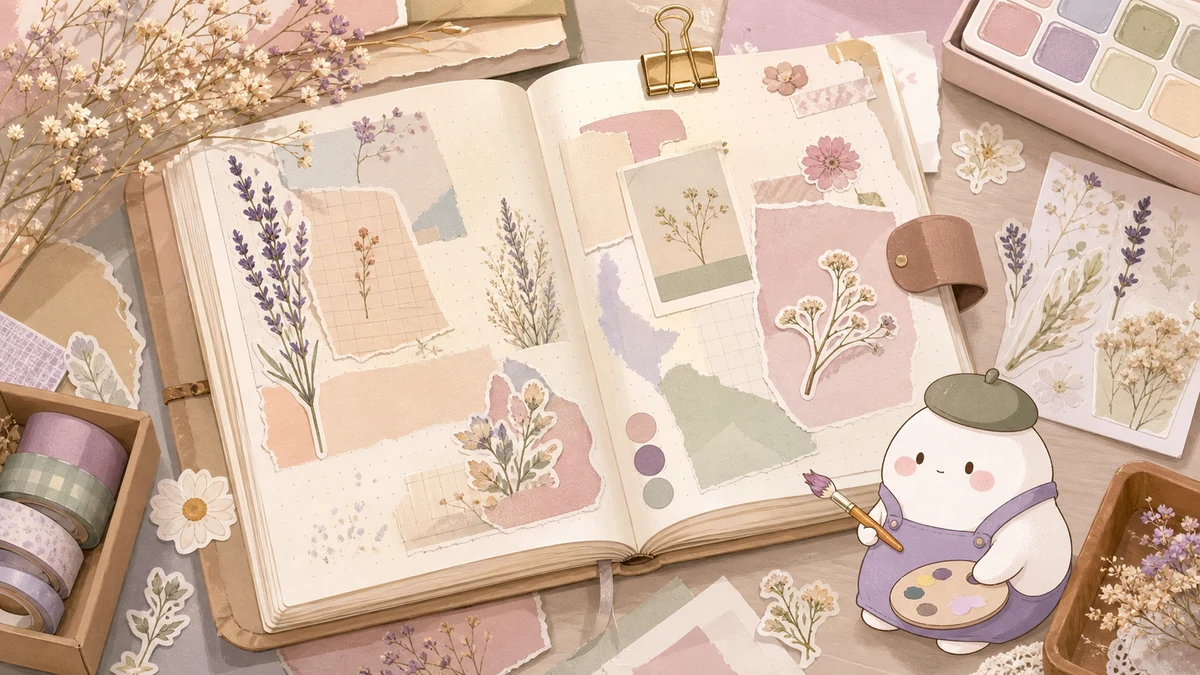 Minh họa bullet journal aesthetic theo phong cách curation Mongle Haru