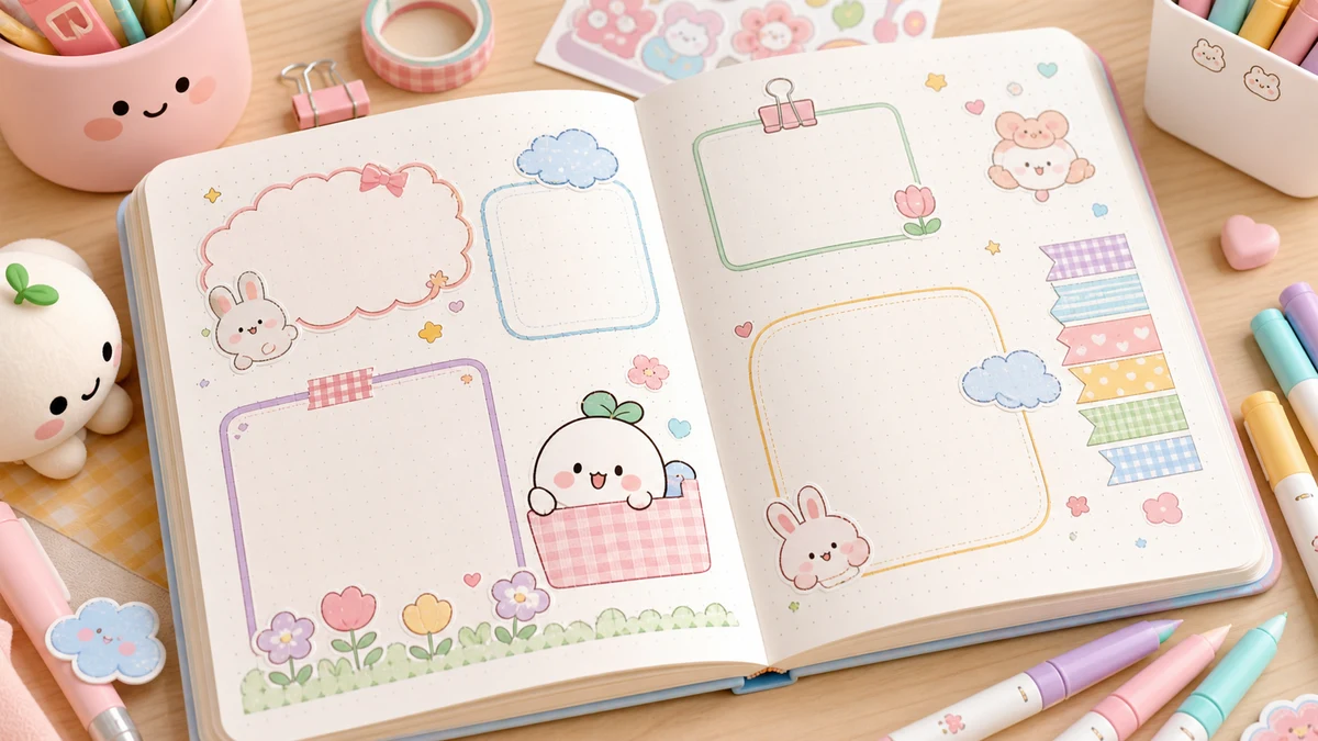 Minh họa bullet journal cute theo phong cách curation Mongle Haru