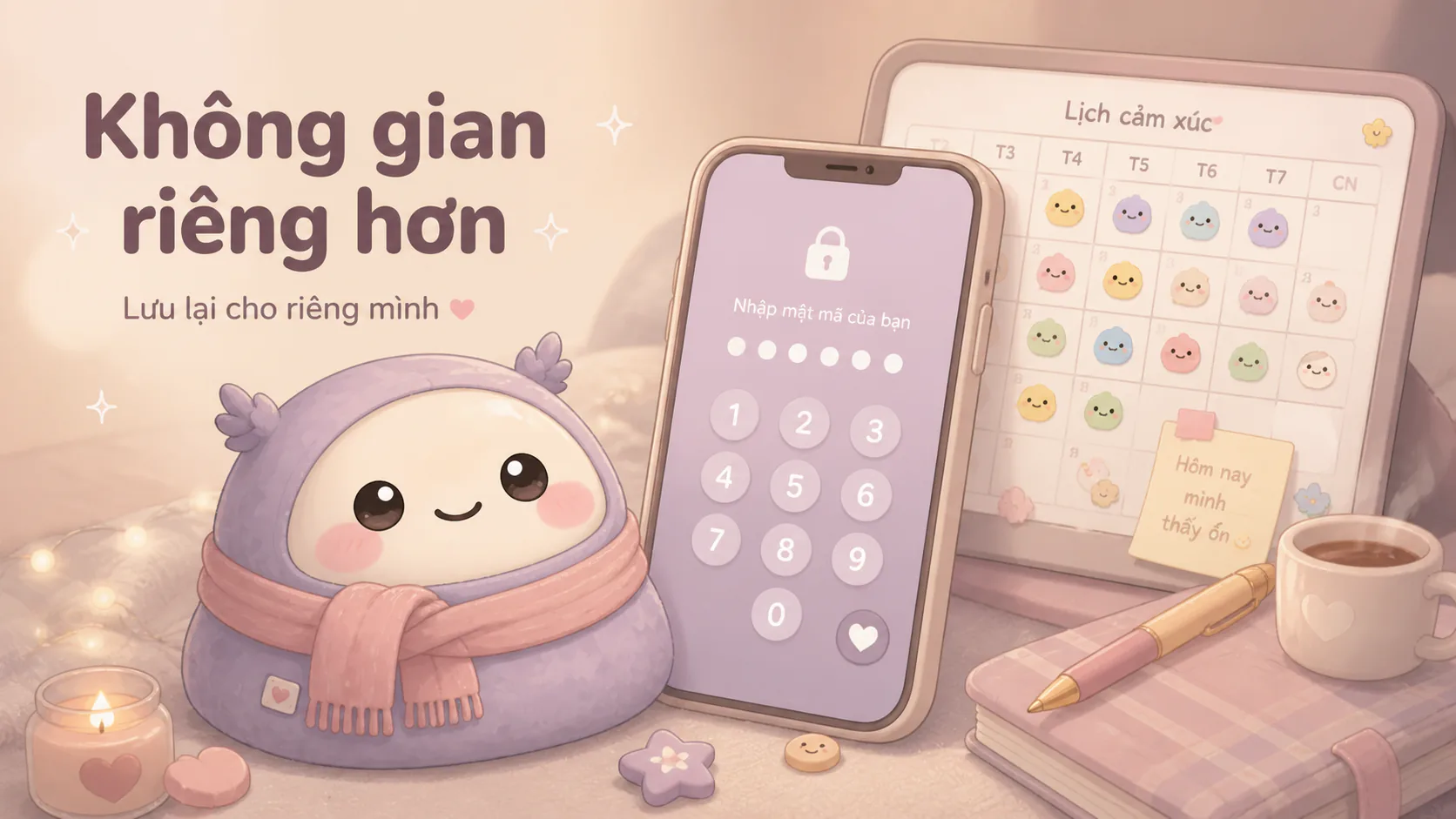 Lịch cảm xúc riêng tư hơn trong app nhật ký có khóa màn hình
