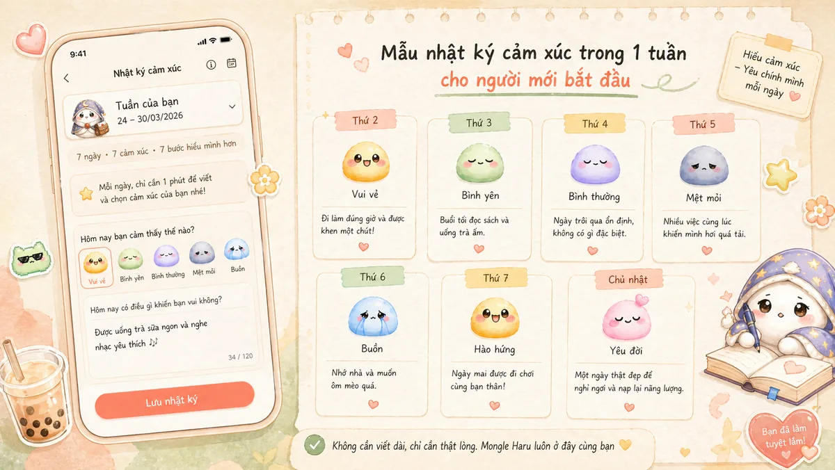 Mẫu nhật ký cảm xúc trong 1 tuần cho người mới bắt đầu
