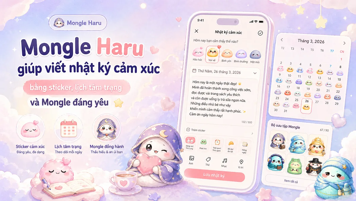 Nhật ký cảm xúc giúp ghi lại tâm trạng mỗi ngày bằng sticker