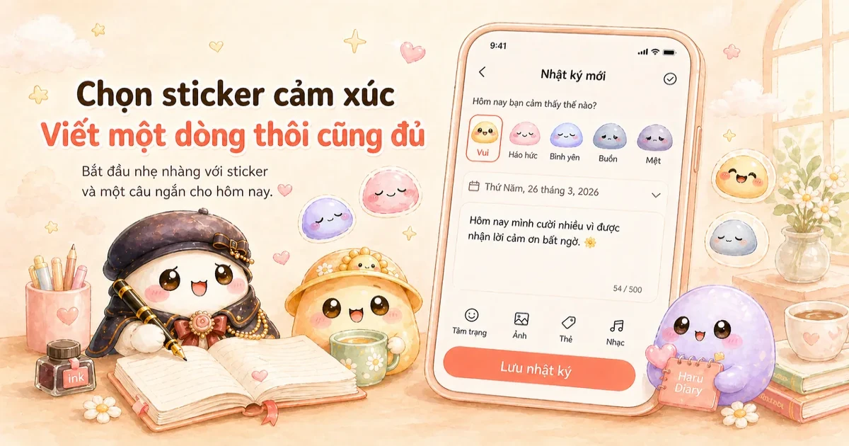 So sánh app nhật ký cute và app ghi chú trên điện thoại