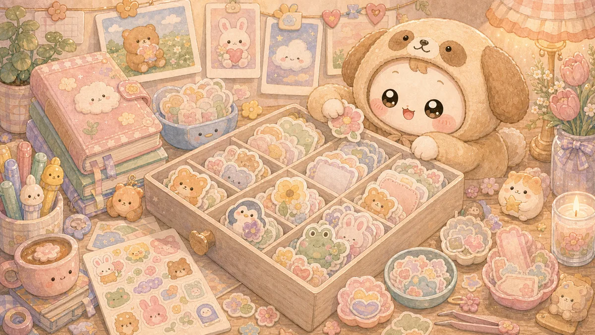 Minh họa Mongle Haru cho trang trí sổ tay bằng sticker