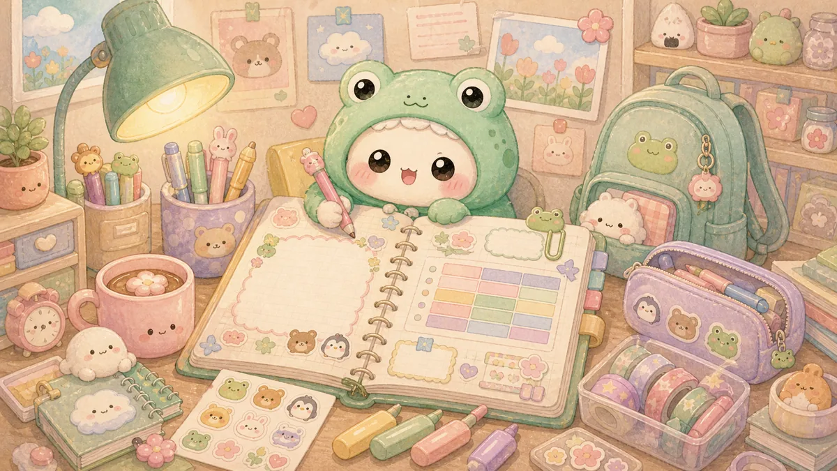 Minh họa Mongle Haru cho trang trí sổ tay học sinh cute