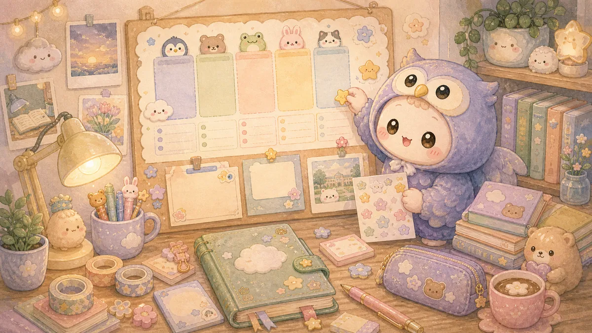 Minh họa Mongle Haru cho trang trí sổ tay study planner cute