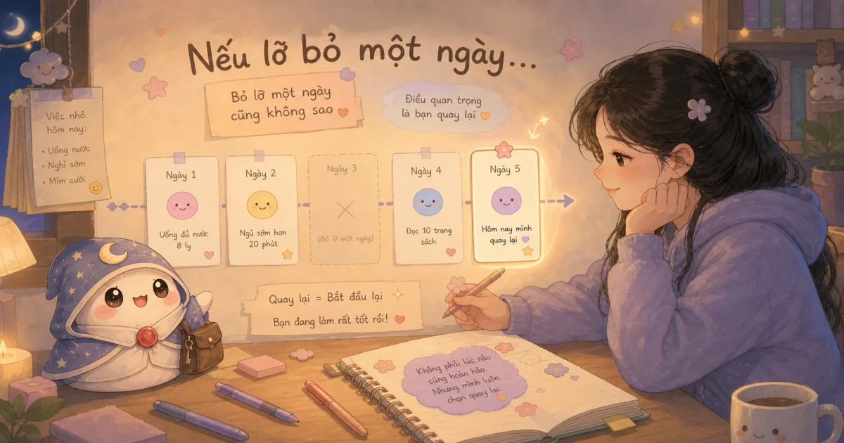 Viết nhật ký hằng ngày bắt đầu lại nhẹ sau khi bỏ lỡ một ngày