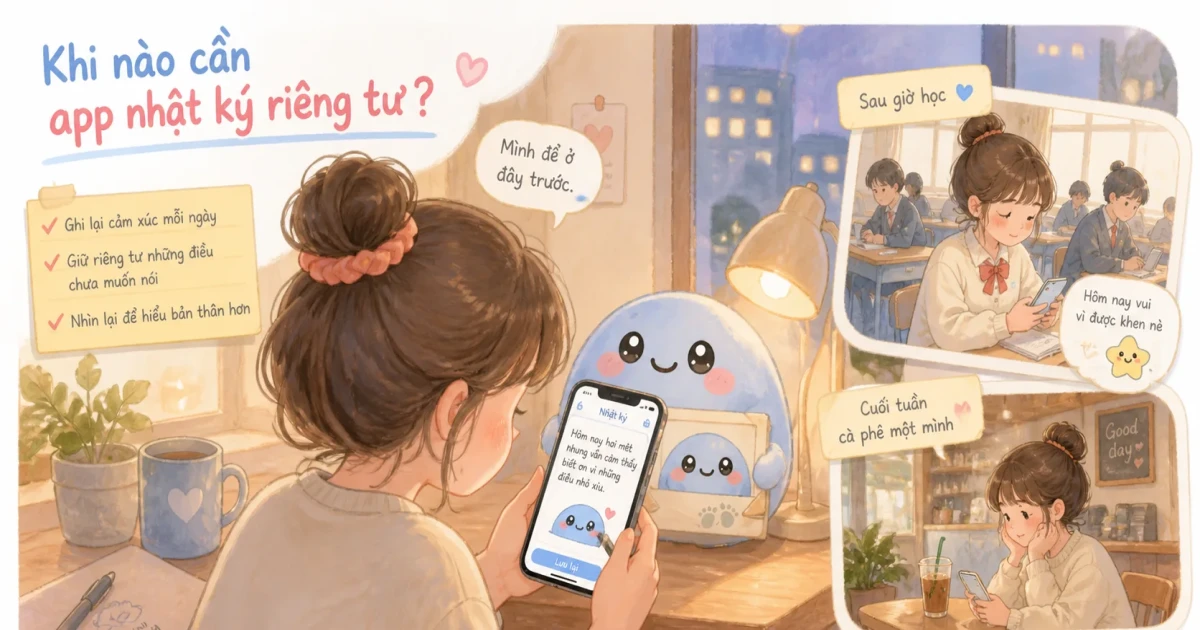 Người viết nhật ký riêng tư trên điện thoại trước khi quyết định có nên nhắn tin cho ai đó