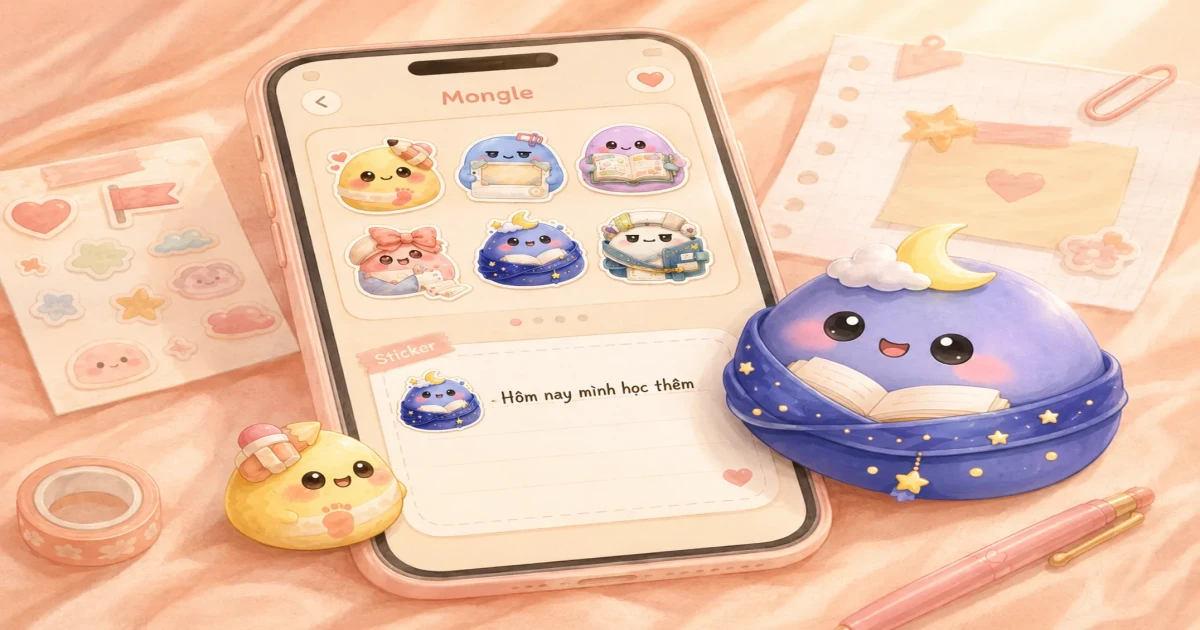 Mongle và sticker cute giúp ghi lại một khoảnh khắc vui trong nhật ký