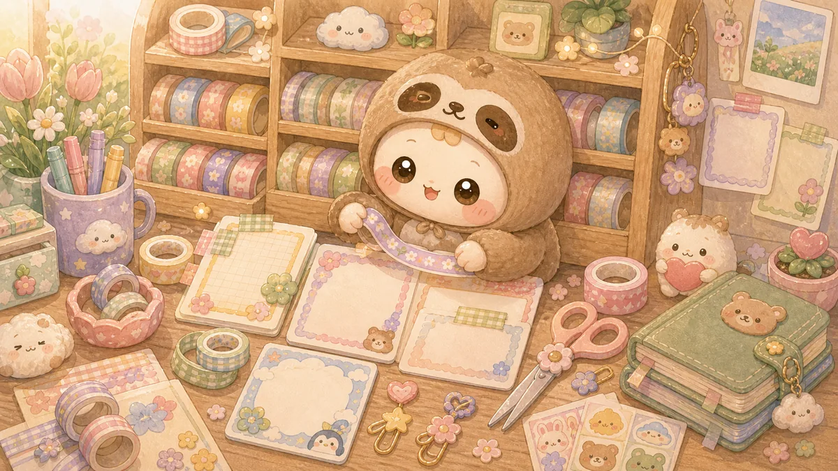 Minh họa Mongle Haru cho washi tape trang trí nhật ký